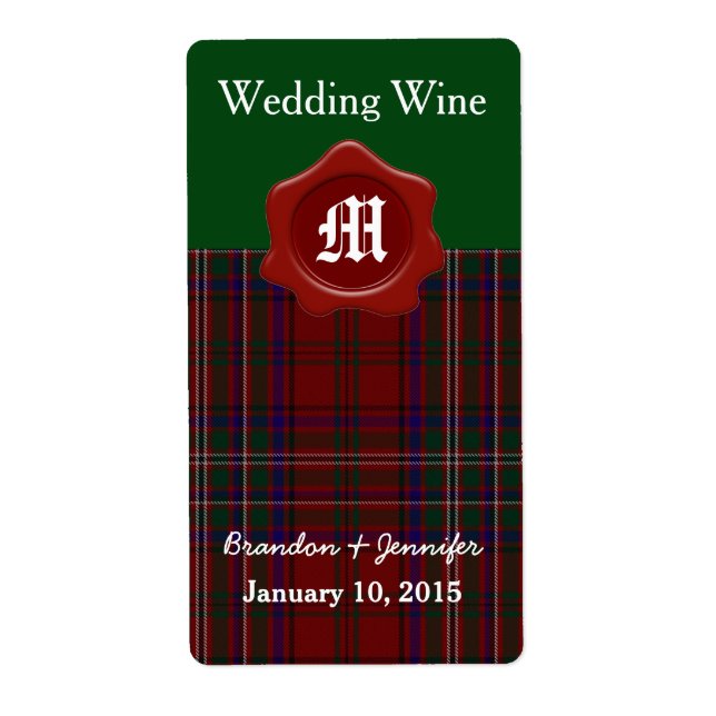Clan MacClure Plaid Mariage Mini Étiquettes de vin (Devant)