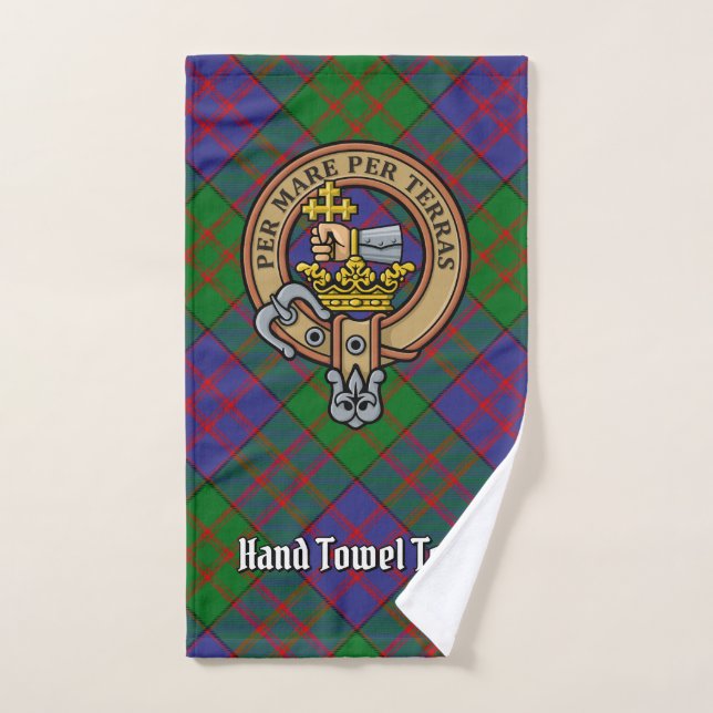 Clan MacDonald Crest sur Tartan (Serviette à main)