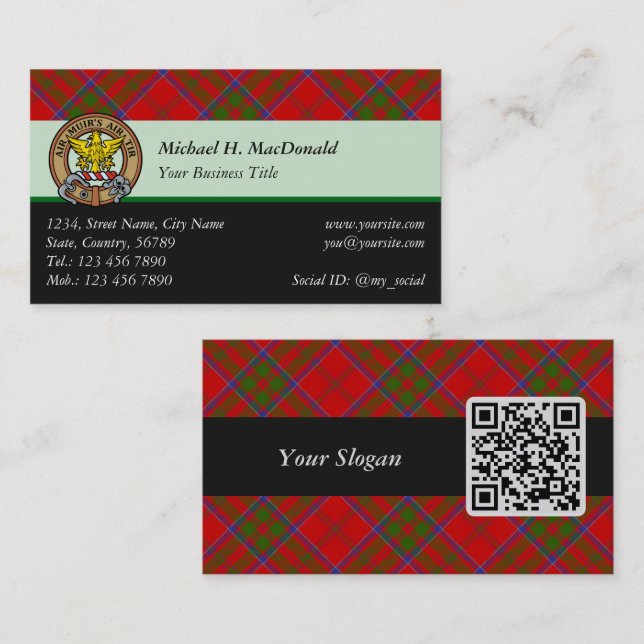 Clan MacDonald de Keppoch Tartan Carte de visite (Devant / Derrière)