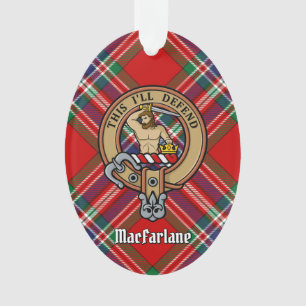 Clan MacFarlane Crest sur Red Tartan