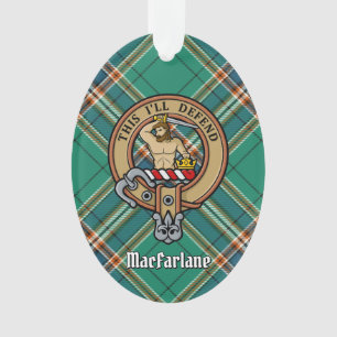 Clan MacFarlane Crest sur Tartan de chasse antique