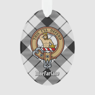 Clan MacFarlane Crest sur tarte noir et blanc