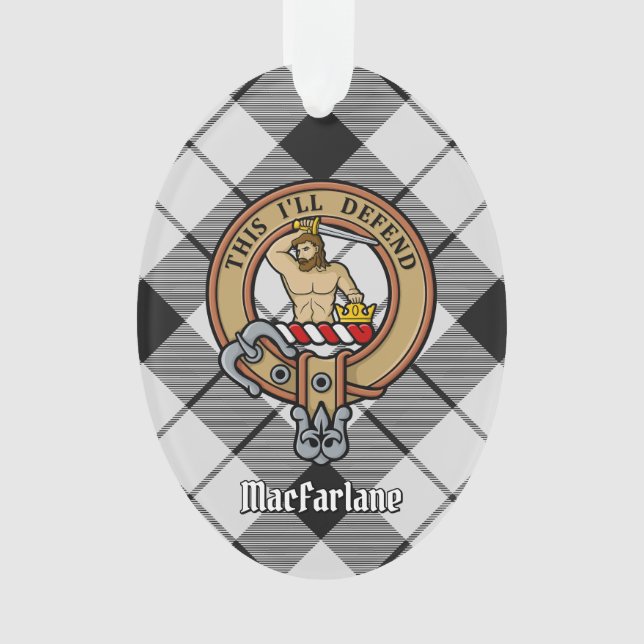 Clan MacFarlane Crest sur tarte noir et blanc (devant)
