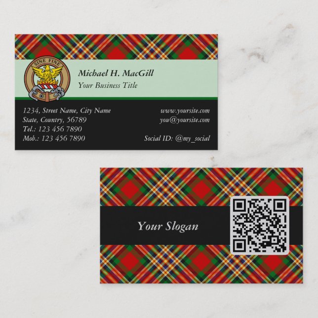 Clan MacGill Tartan Carte de visite (Devant / Derrière)