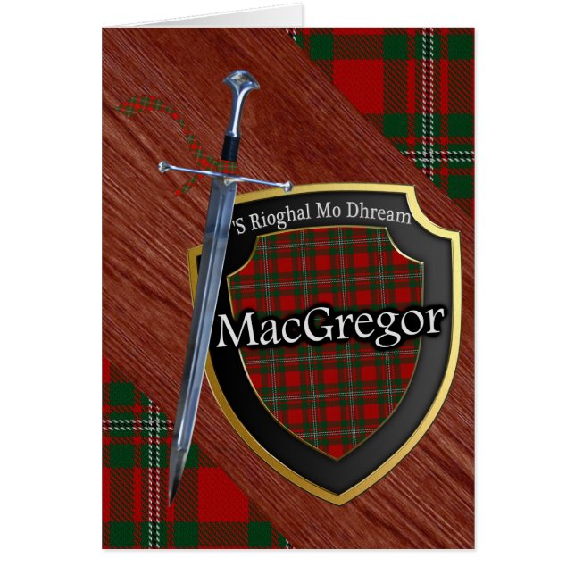 Clan MacGregor Tartan Scottish Shield & Sword (Devant)