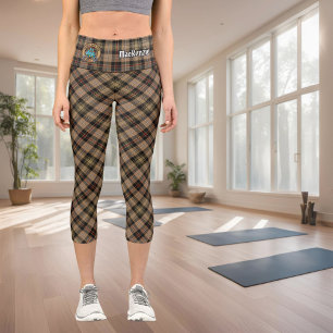 Clan MacKenzie Chasse Brown Tartan Capri Leggings