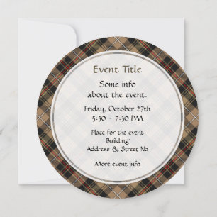 Clan MacKenzie Chasse Brown Tartan Invitation