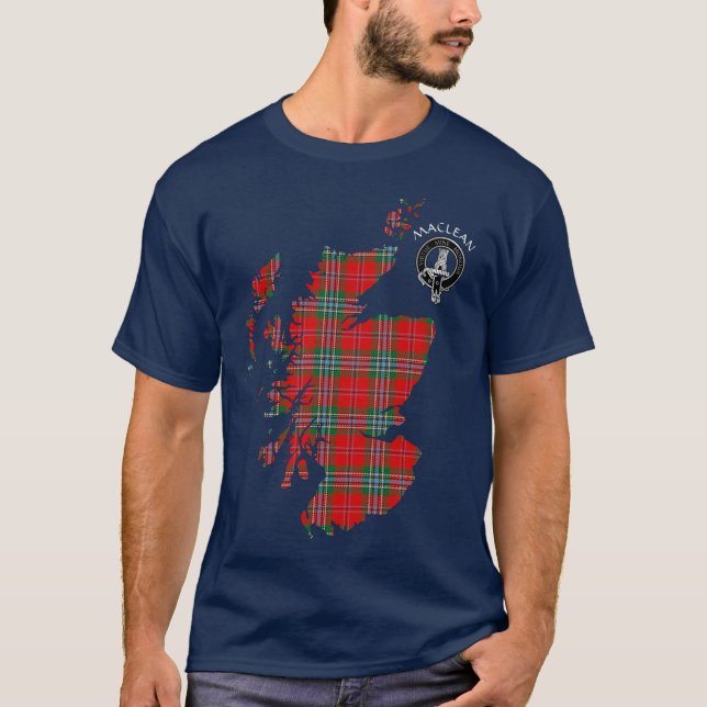 Clan MacLean Tartan Carte et T-shirt Crest (Devant)
