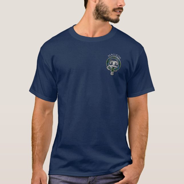 Clan MacLeod Crest & Hunting Tartan T-Shirt (Devant)