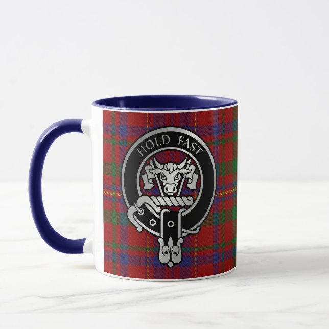Clan MacLeod Crest & Red Tartan Mug (Gauche)