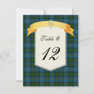 Clan MacLeod Tartan Plaid Mariage Numéro de table