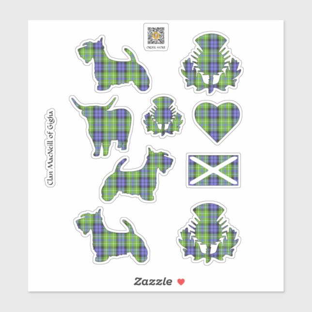 Clan MacNeill de Gigha Tartan Sticker (Feuille)