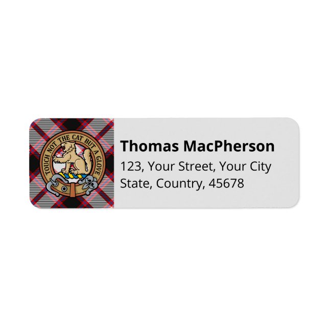 Clan MacPherson Chasse Tartan Étiquette (Devant)