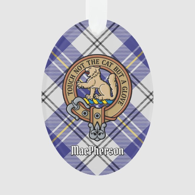 Clan MacPherson Crest sur la robe bleue Tartan (devant)