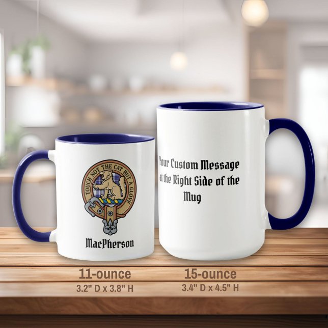Clan MacPherson Crest sur la robe bleue Tartan Mug (Créateur téléchargé)
