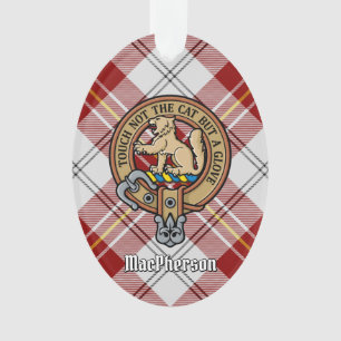 Clan MacPherson Crest sur la robe rouge Tartan