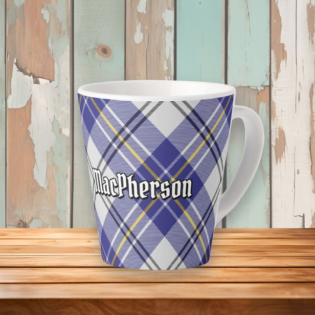 Clan MacPherson Robe Bleue Tartan Latte Mug (Créateur téléchargé)