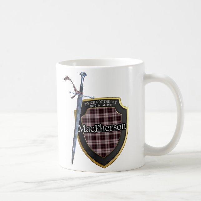 Clan MacPherson Tartan Sword & Shield Cup Mug (Droite)