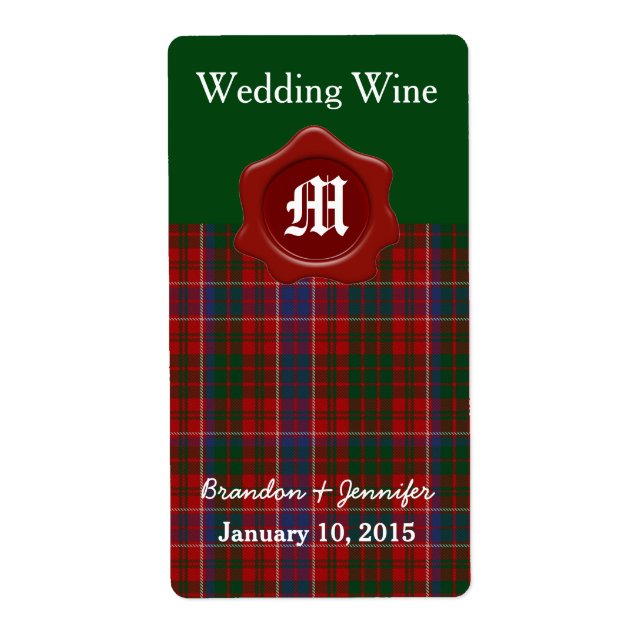 Clan MacRae Plaid Mariage Mini Étiquettes de vin (Devant)
