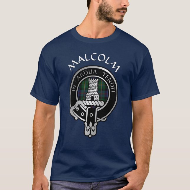 Clan Malcolm Crest & T-Shirt Tartan (Devant)