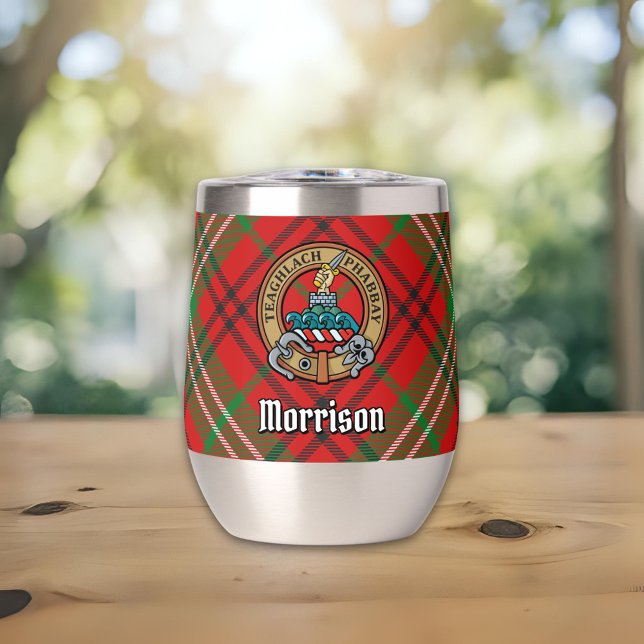 Clan Morrison Crest sur Red Tartan (Créateur téléchargé)