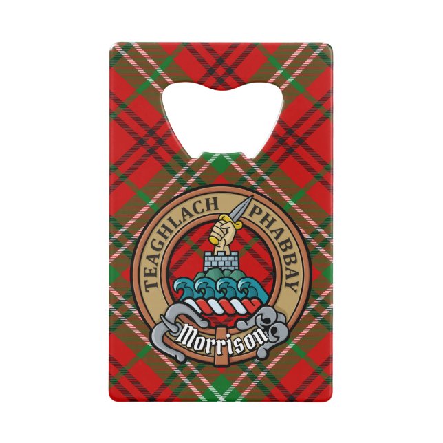 Clan Morrison Crest sur Red Tartan (Devant)