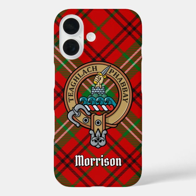 Clan Morrison Crest sur Red Tartan coque iphone (Verso)