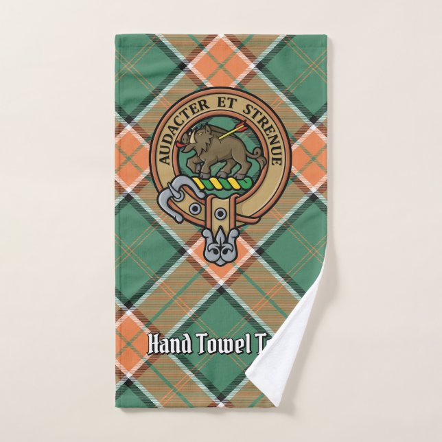 Clan Pollock Crest sur Tartan (Serviette à main)