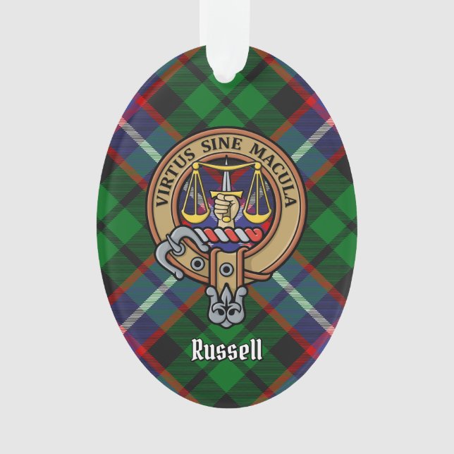 Clan Russell Crête sur Tartan (devant)