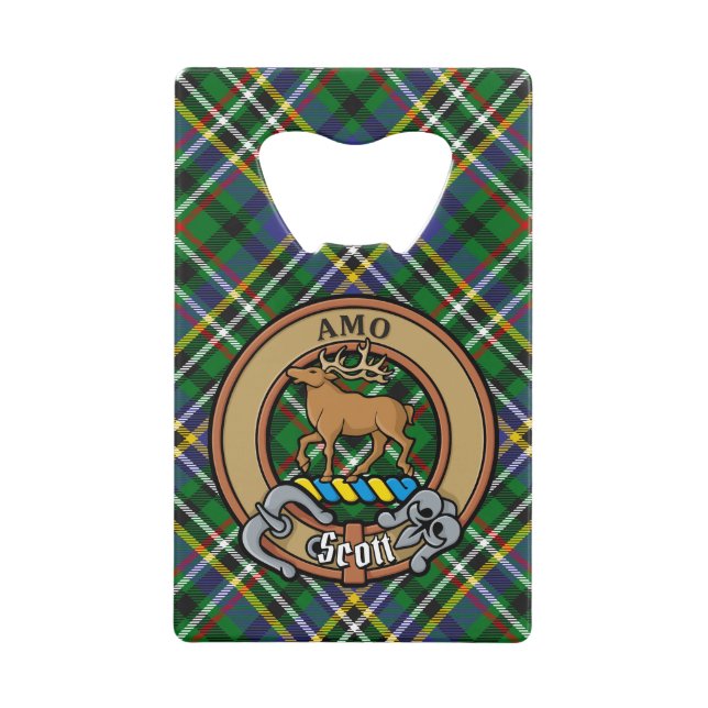 Clan Scott Crest sur Green Tartan (Devant)