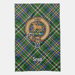 Clan Scott Crest sur le Tartan Vert Serviette de c