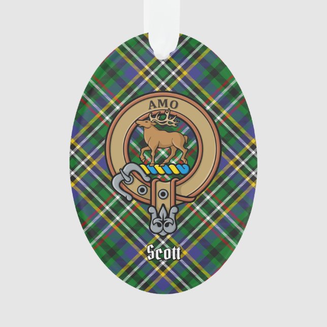 Clan Scott Crest sur l'ornement de tarte vert (devant)
