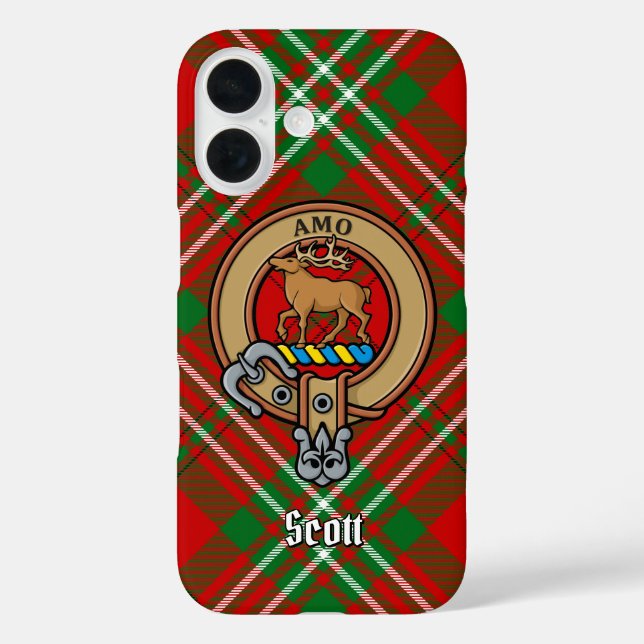 Clan Scott Crest sur Red Tartan coque iphone (Verso)