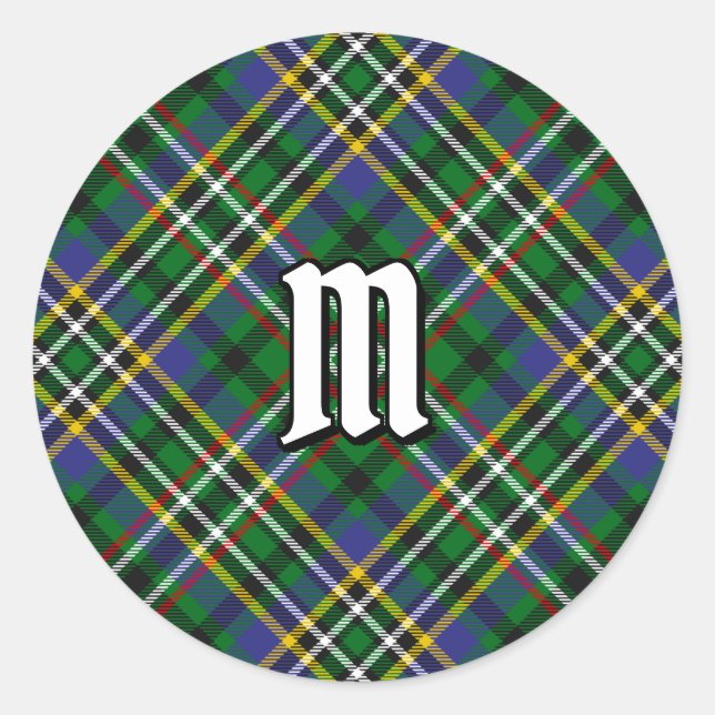 Clan Scott Green Tartan Classic Round Sticker (Devant)
