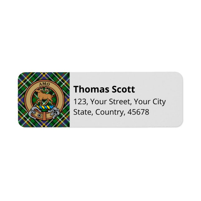 Clan Scott Green Tartan Étiquette (Devant)