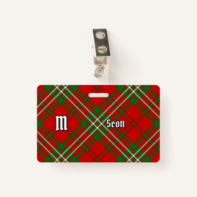 Clan Scott Red Tartan Badge (Devant avec clip)