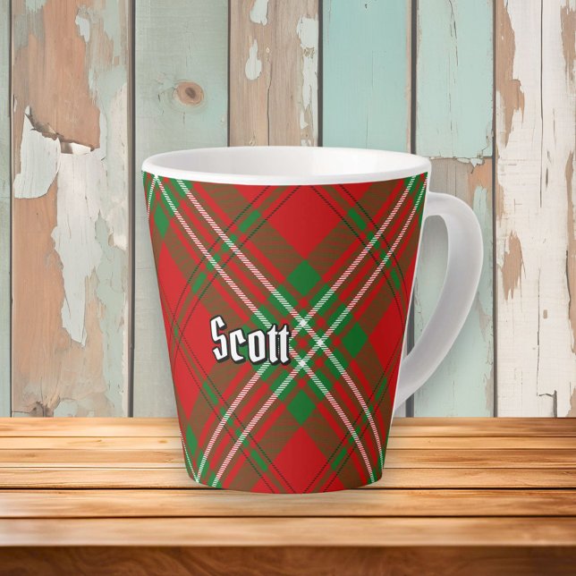 Clan Scott Red Tartan Latte Mug (Créateur téléchargé)