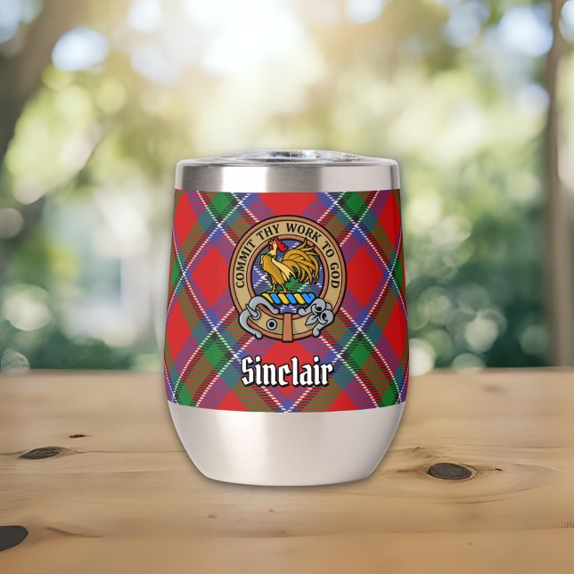 Clan Sinclair Crest sur Red Tartan (Créateur téléchargé)