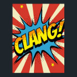 CLANG ! Poster de Pop Art Echo<br><div class="desc">Donnez vie à l'énergie brute d'un panneau de bande dessinée sur votre mur avec cette affiche Pop Art dynamique. L'oeuvre raconte une histoire d'impact pur, transformant le son aigu de "CLANG !" en une expérience visuelle puissante. Ce qui le rend spécial, c'est son hommage à l'art comique emblématique, avec un...</div>