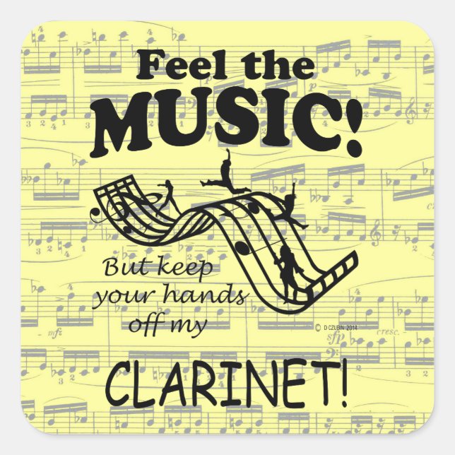 Clarinet Sentez Le Sticker Carré De Musique (Devant)