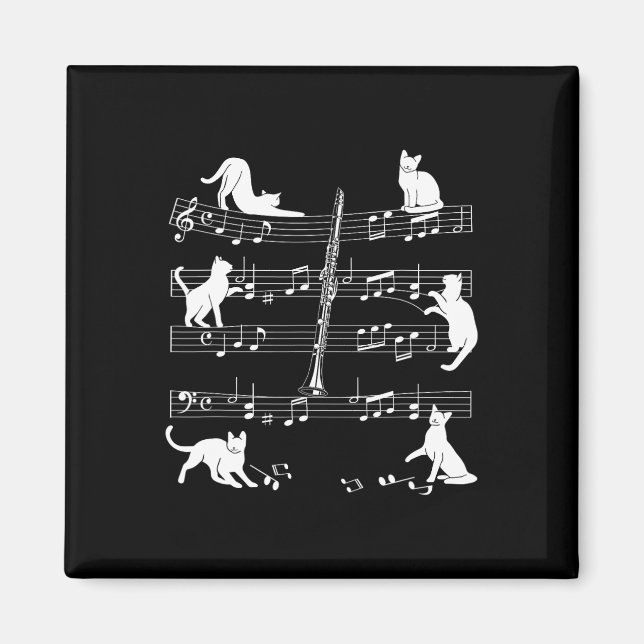 Clarinetist Chats Pour Chat Aimant Joueur Clarinet (Devant)