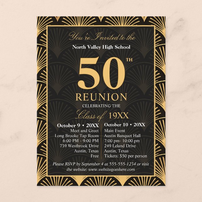 Class of 1976 50th Reunion Invitation Art Deco (Créateur téléchargé)