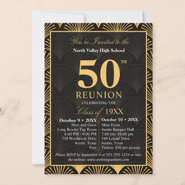 Class of 1976 50th Reunion Invitation Art Deco (Créateur téléchargé)