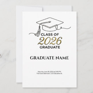 Class of 2026 Graduation Invitation Gold and Black