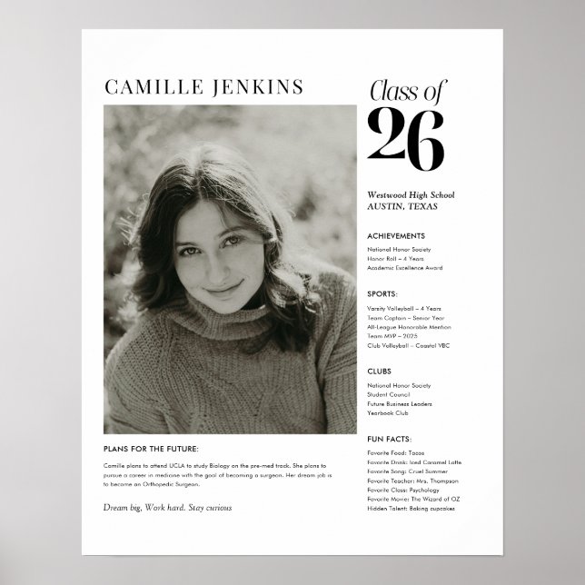 Class of 2026 Senior Photo Memory Poster (Devant)