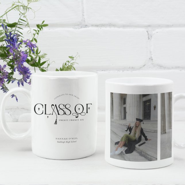 Class Of | Graduation Two Photo Coffee Mug (Créateur téléchargé)