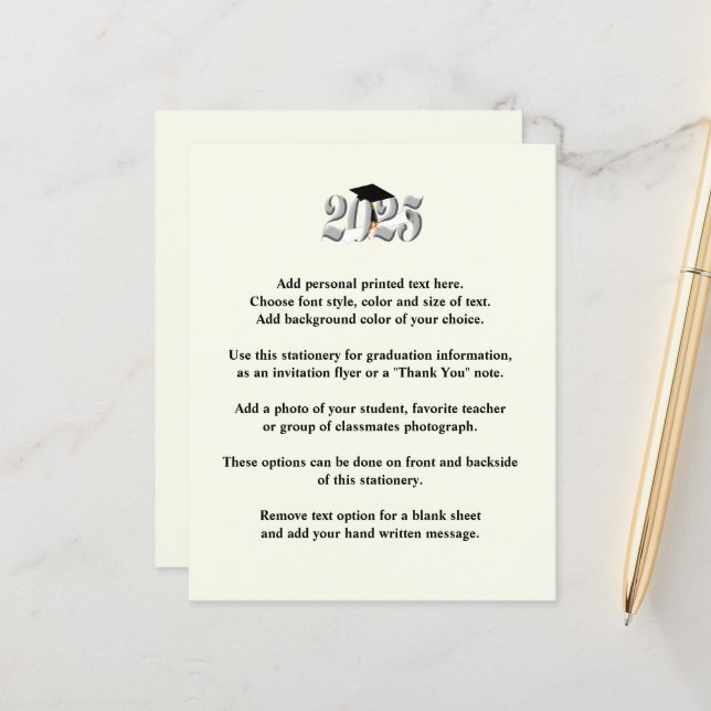 Classe Argent de 2025 Faire-part de Graduation (Devant/Arrière en situation)