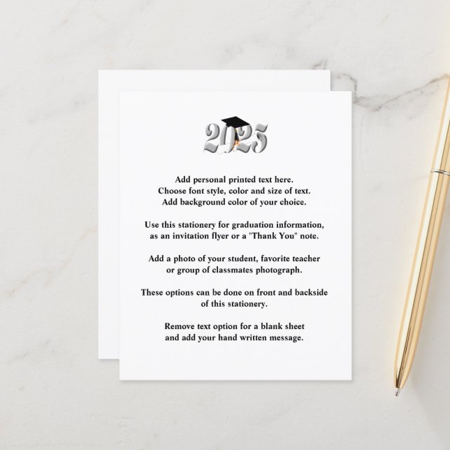 Classe Argent de 2025 Faire-part de Graduation (Devant/Arrière en situation)