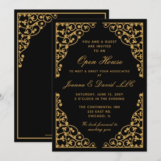 classe Black Gold Corporate party Invitation (Devant / Derrière)