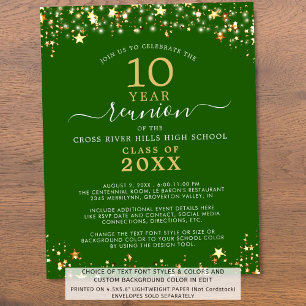 Classe Budget Reunion Green Gold Stars Invitation